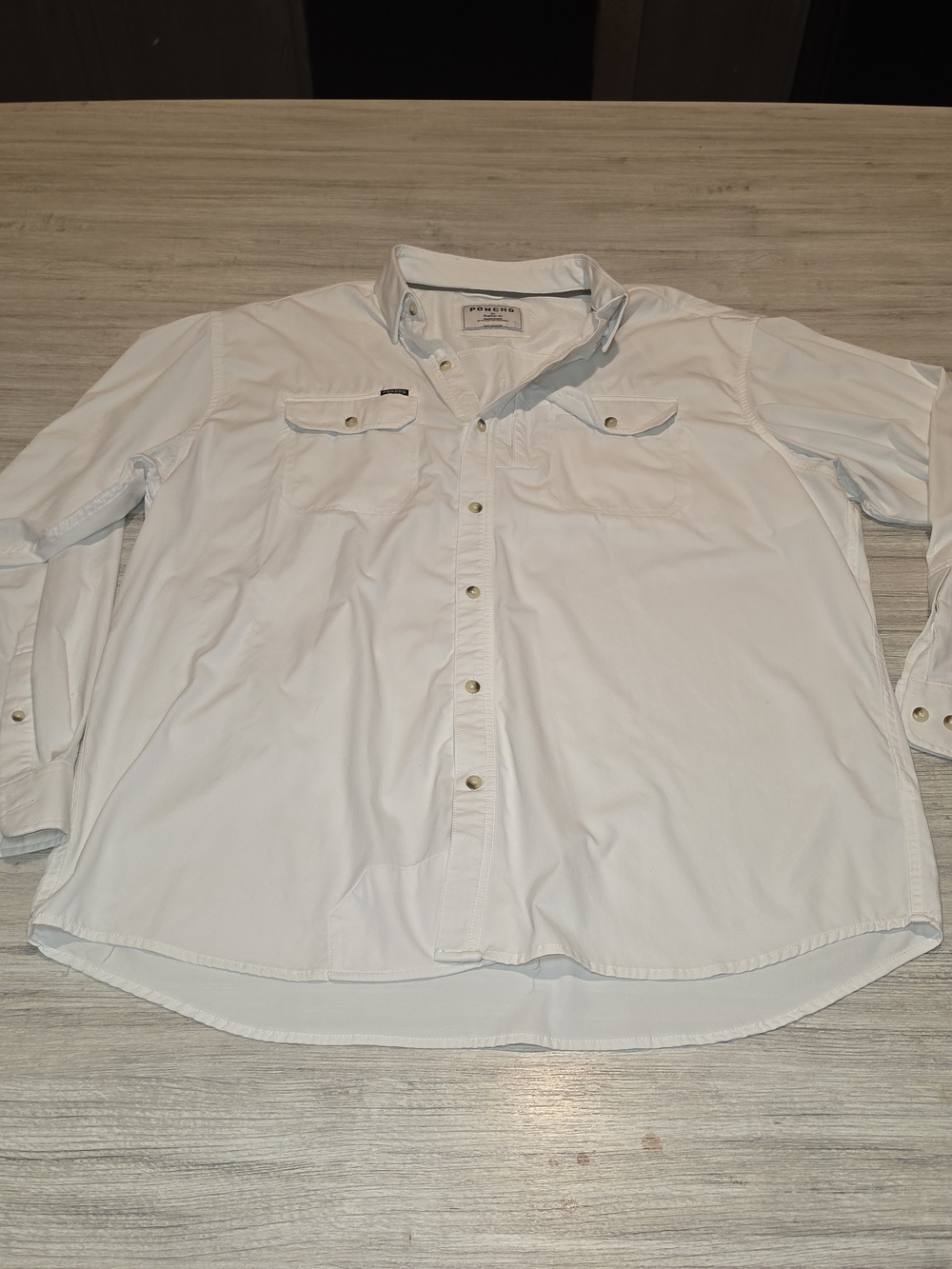 Poncho Outdoors Iceman Long Sleeve Button Shirt Men's Regular Fit White Size Xl